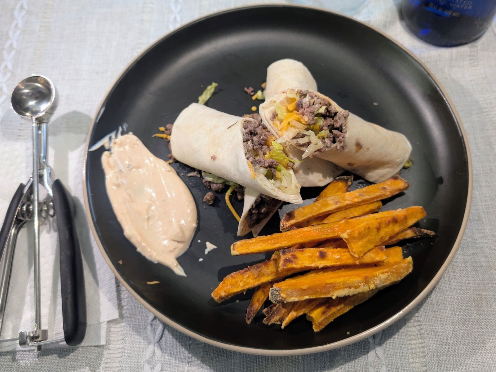 Big Mac Wraps with Sweet Potato Fries